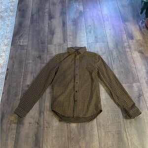 Express Men's Black and Brown Plaid Shirt
